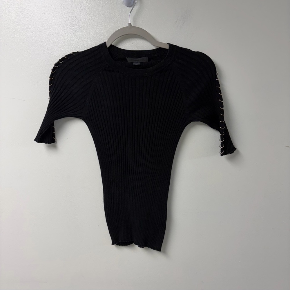 Alexander Wang Embellished Rib Cotton Sweater Black Size Small‎
